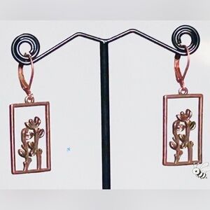 Handmade Floral Rectangular Earrings – Trendy Nature Style